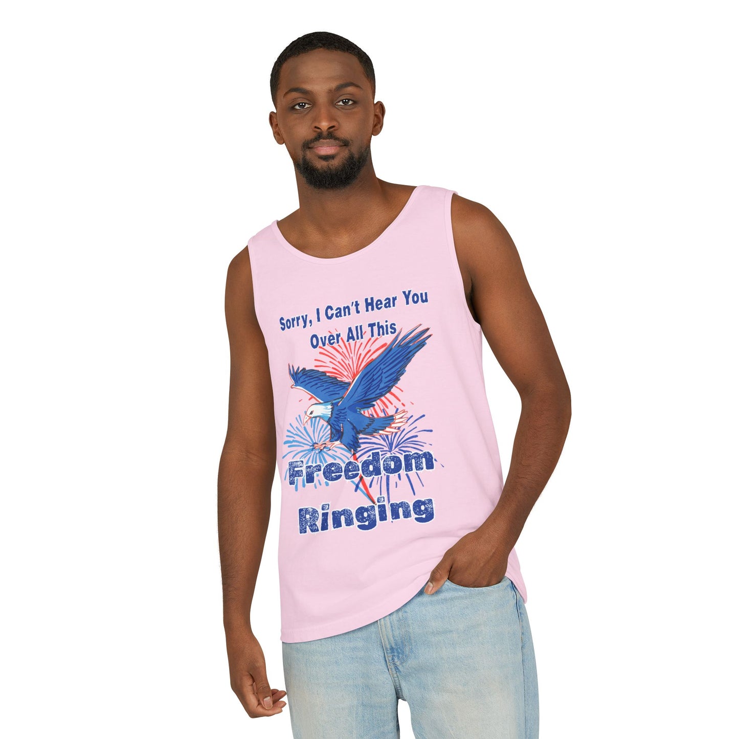 Patriotic Freedom Tank Top - Unisex Garment-Dyed Design for Summer Celebrations