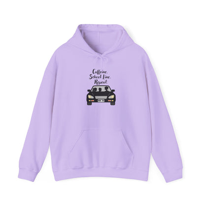 Caffeine, Car, Time Repeat Hoodie | Cozy Unisex Sweatshirt for Coffee Lovers