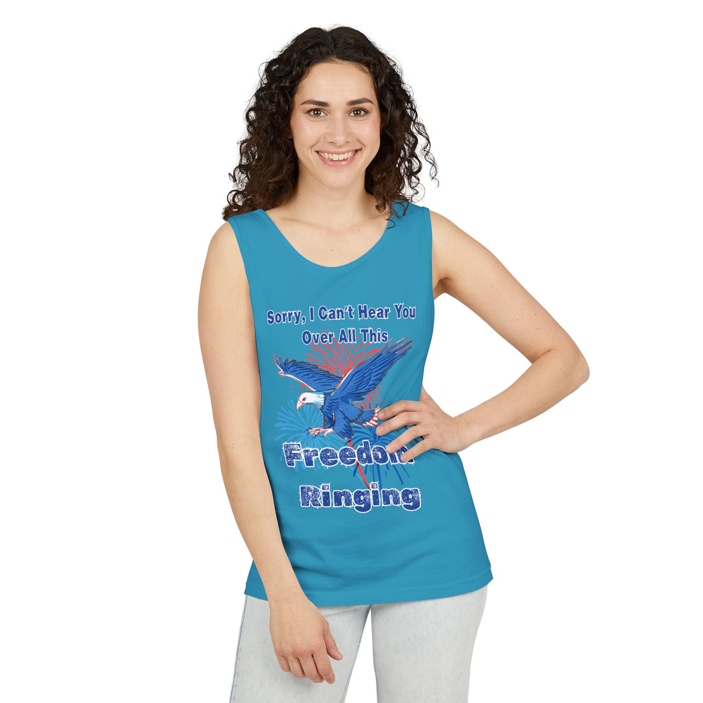 Patriotic Freedom Tank Top - Unisex Garment-Dyed Design for Summer Celebrations