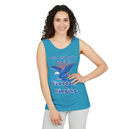 Patriotic Freedom Tank Top - Unisex Garment-Dyed Design for Summer Celebrations