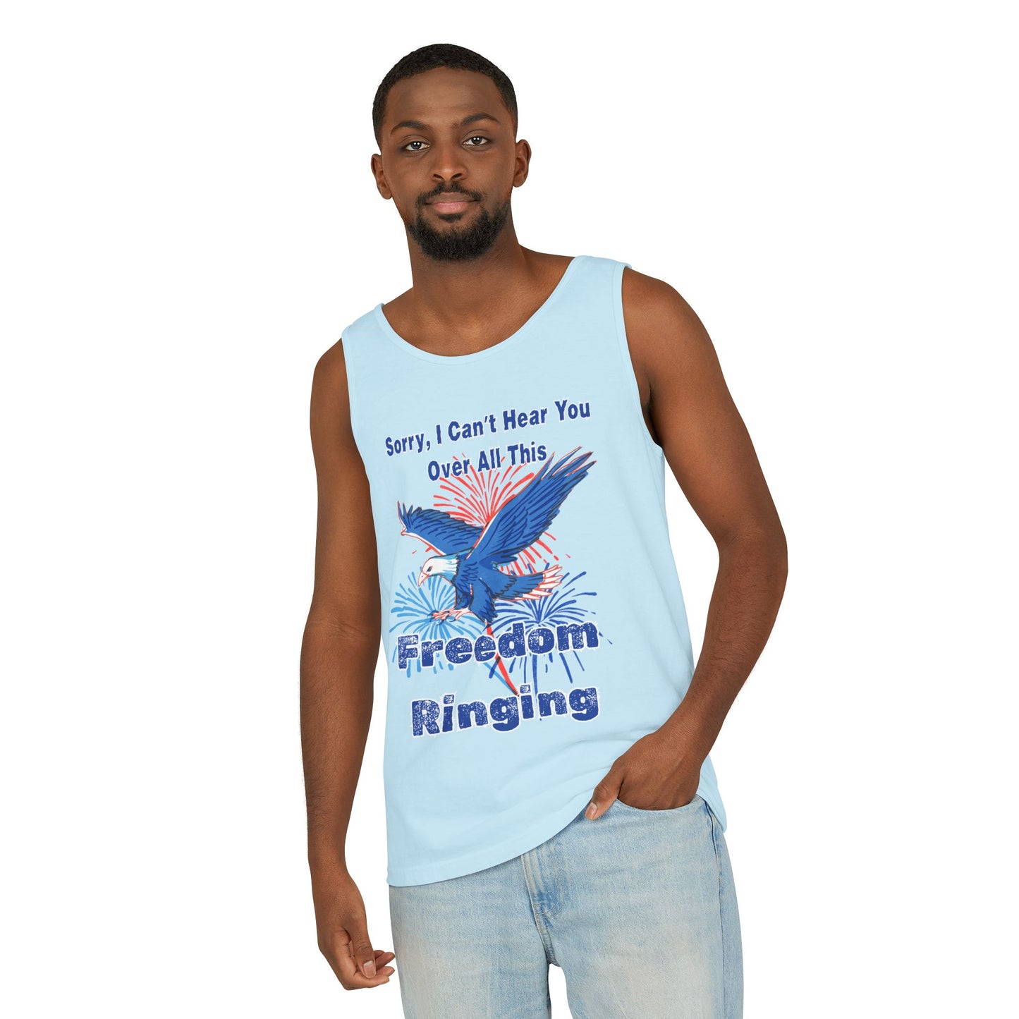 Patriotic Freedom Tank Top - Unisex Garment-Dyed Design for Summer Celebrations