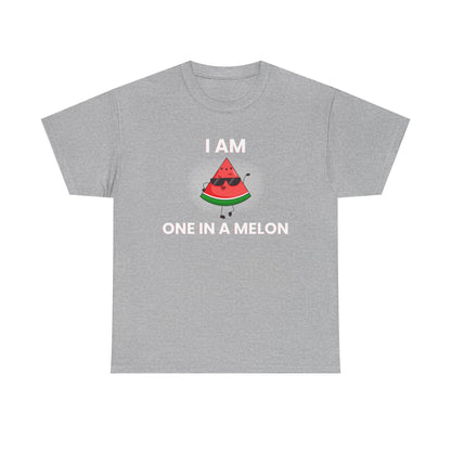 Funny Watermelon T-Shirt - I Am One in a Melon - Unisex Heavy Cotton Tee