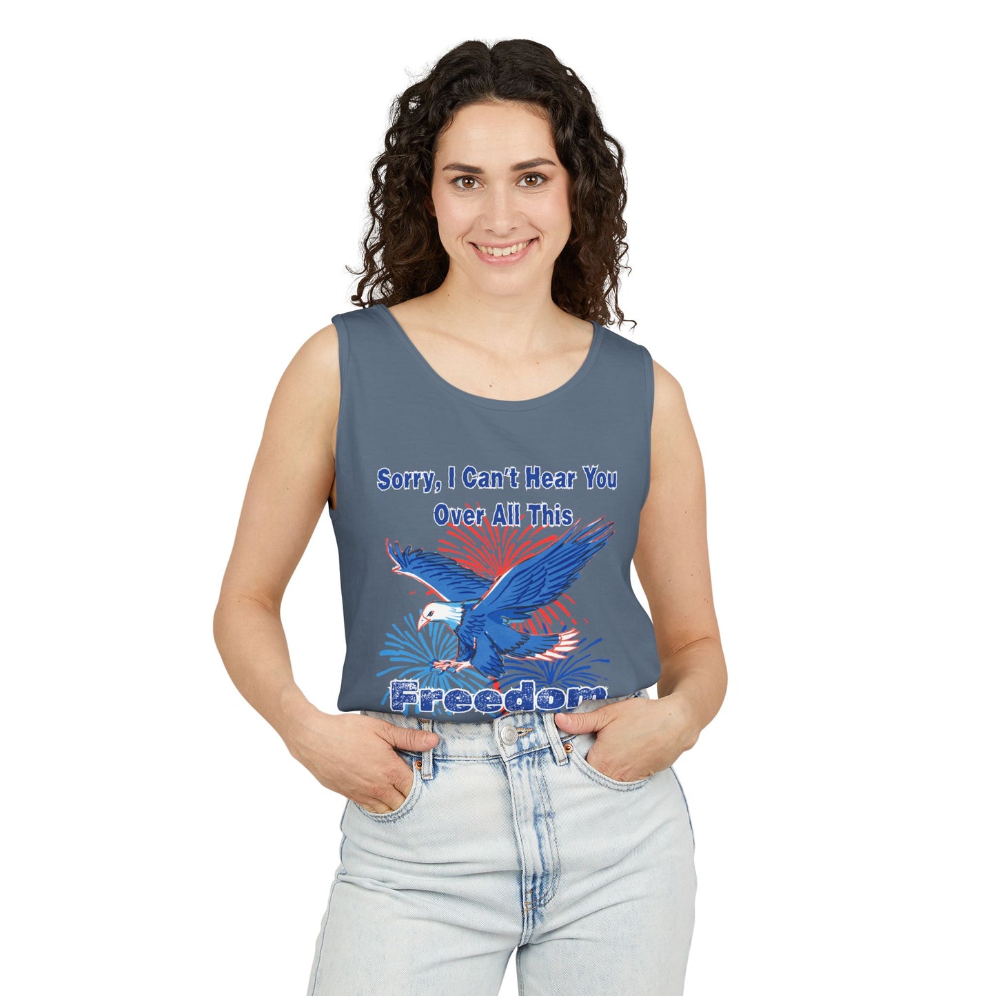 Patriotic Freedom Tank Top - Unisex Garment-Dyed Design for Summer Celebrations