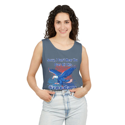 Patriotic Freedom Tank Top - Unisex Garment-Dyed Design for Summer Celebrations