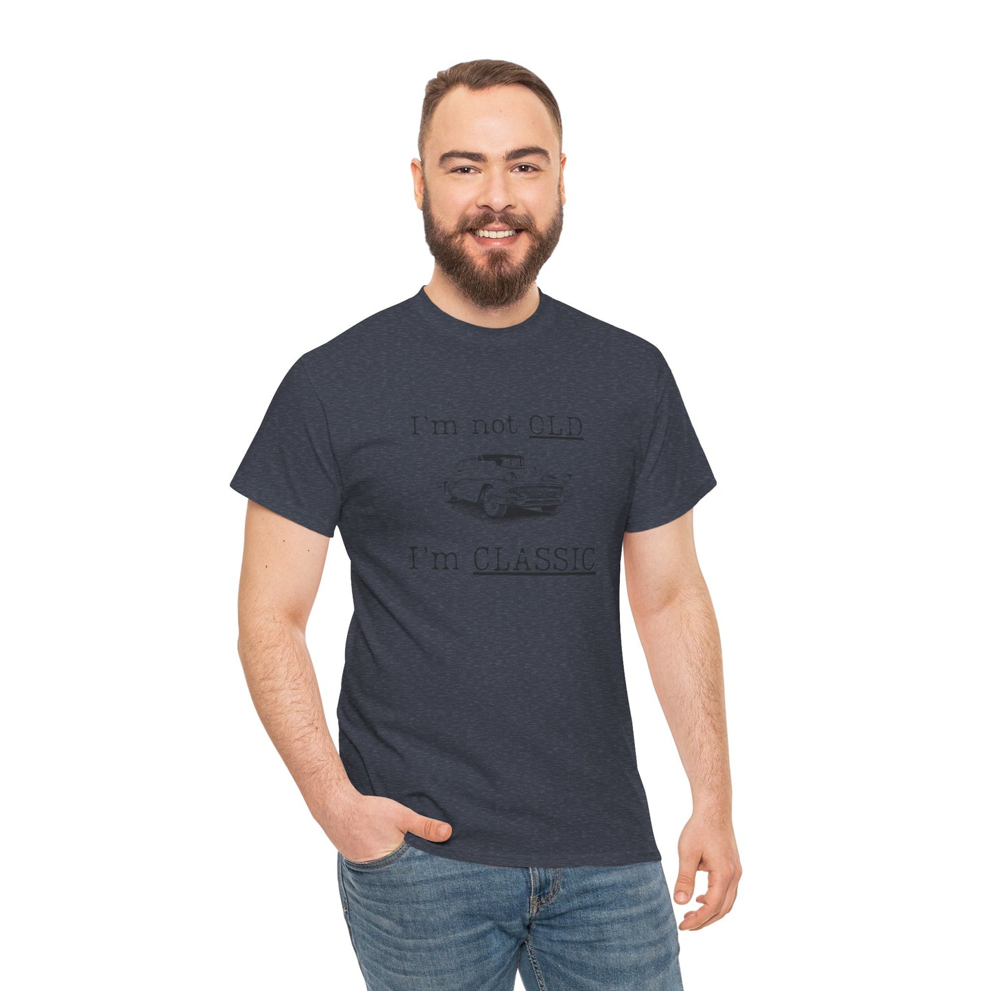 Vintage Car Classic Tee - "I'm Not OLD I'm CLASSIC" Unisex Heavy Cotton T-Shirt