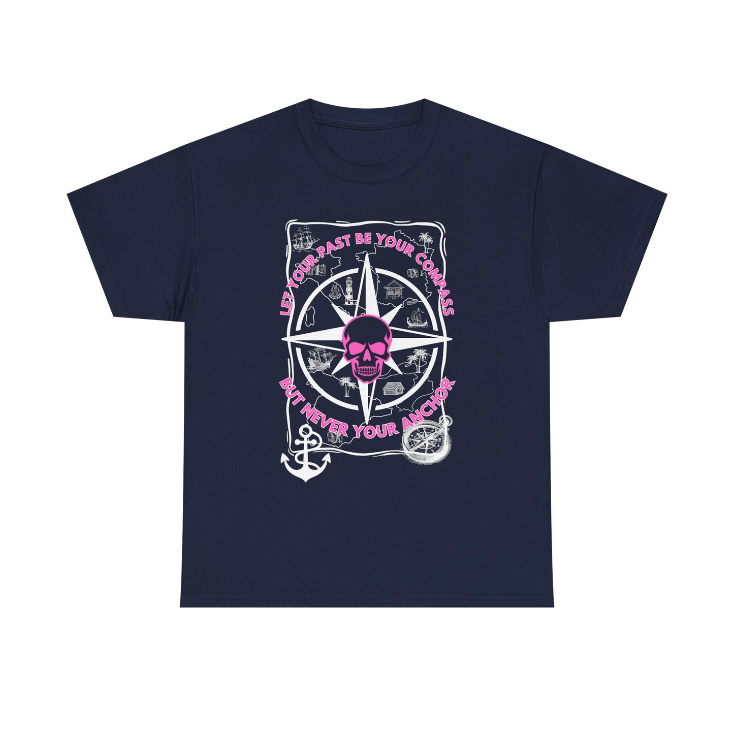 Graphic Tee - Edgy Skull Pink 'Don't Let Your Past Be Your Anchor'