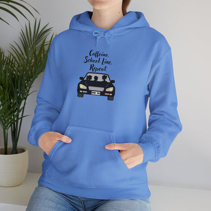 Caffeine, Car, Time Repeat Hoodie | Cozy Unisex Sweatshirt for Coffee Lovers