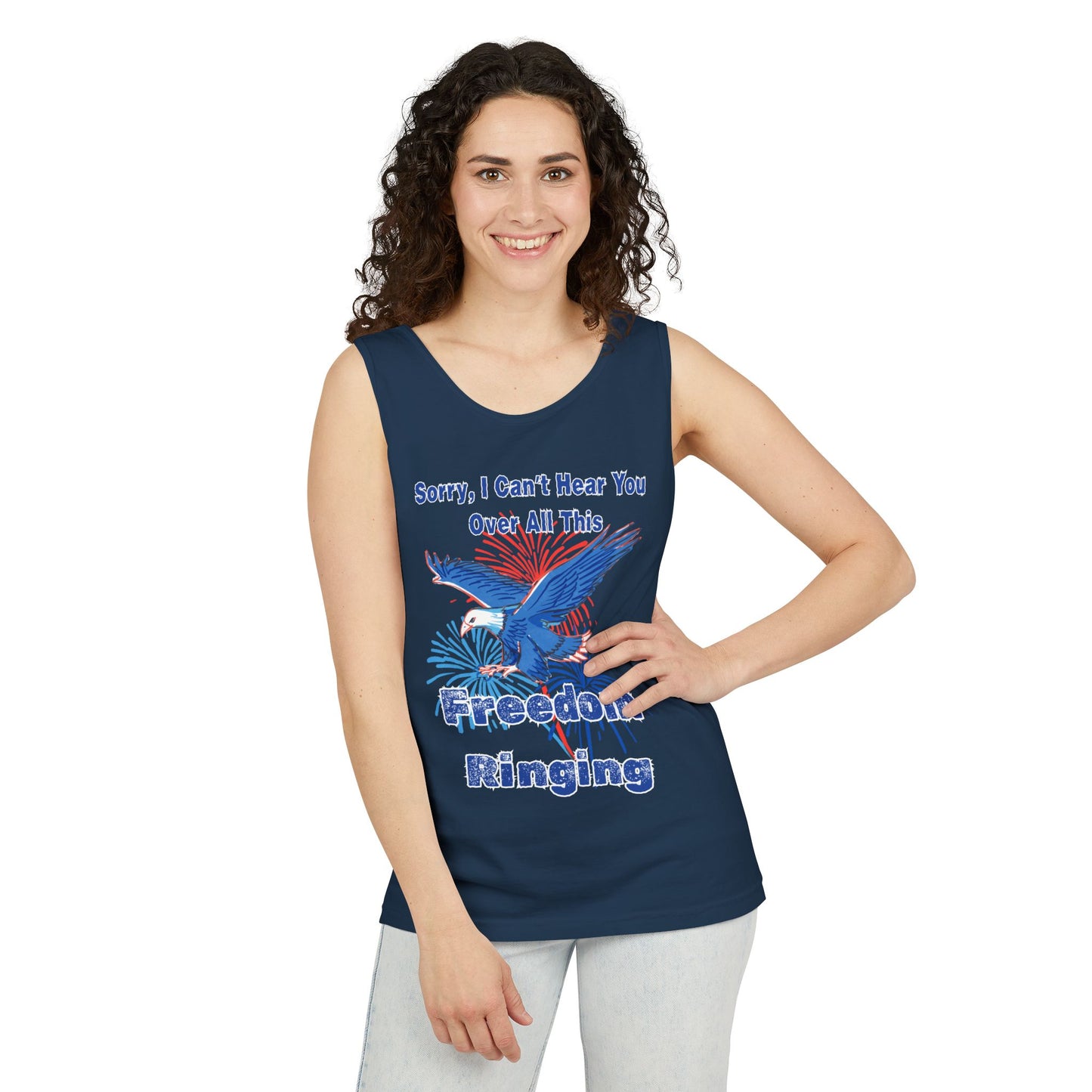 Patriotic Freedom Tank Top - Unisex Garment-Dyed Design for Summer Celebrations