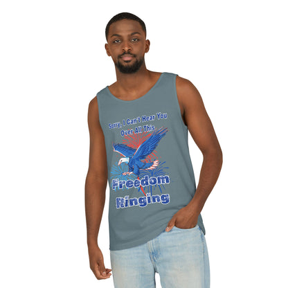 Patriotic Freedom Tank Top - Unisex Garment-Dyed Design for Summer Celebrations
