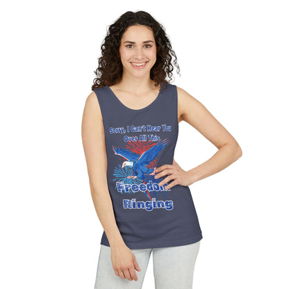 Patriotic Freedom Tank Top - Unisex Garment-Dyed Design for Summer Celebrations