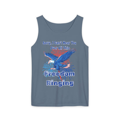Patriotic Freedom Tank Top - Unisex Garment-Dyed Design for Summer Celebrations