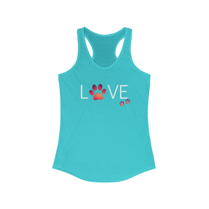 'Love' Paw Print Women's Ideal Racerback Tank - Perfect for Animal Lovers