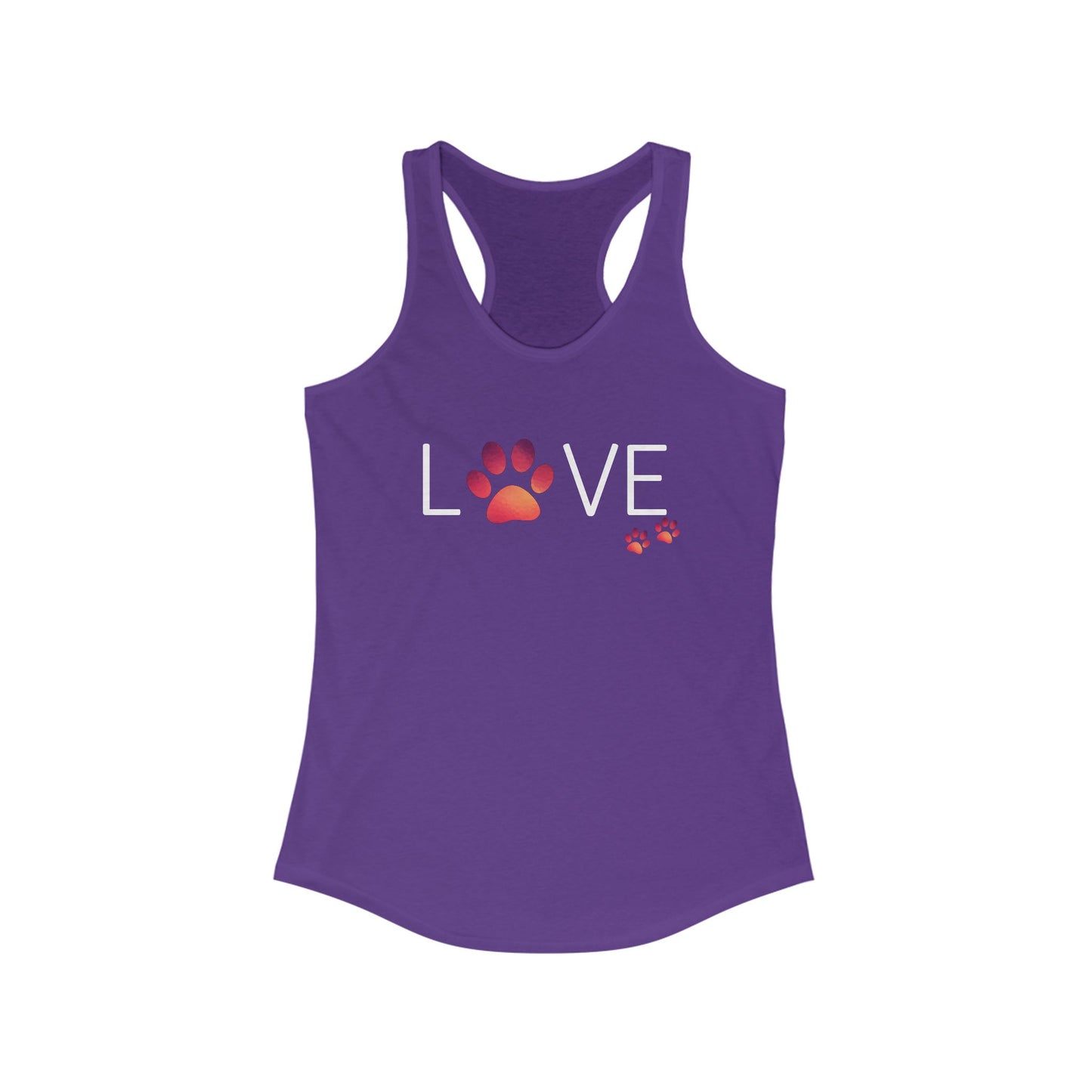 'Love' Paw Print Women's Ideal Racerback Tank - Perfect for Animal Lovers