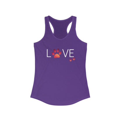 'Love' Paw Print Women's Ideal Racerback Tank - Perfect for Animal Lovers