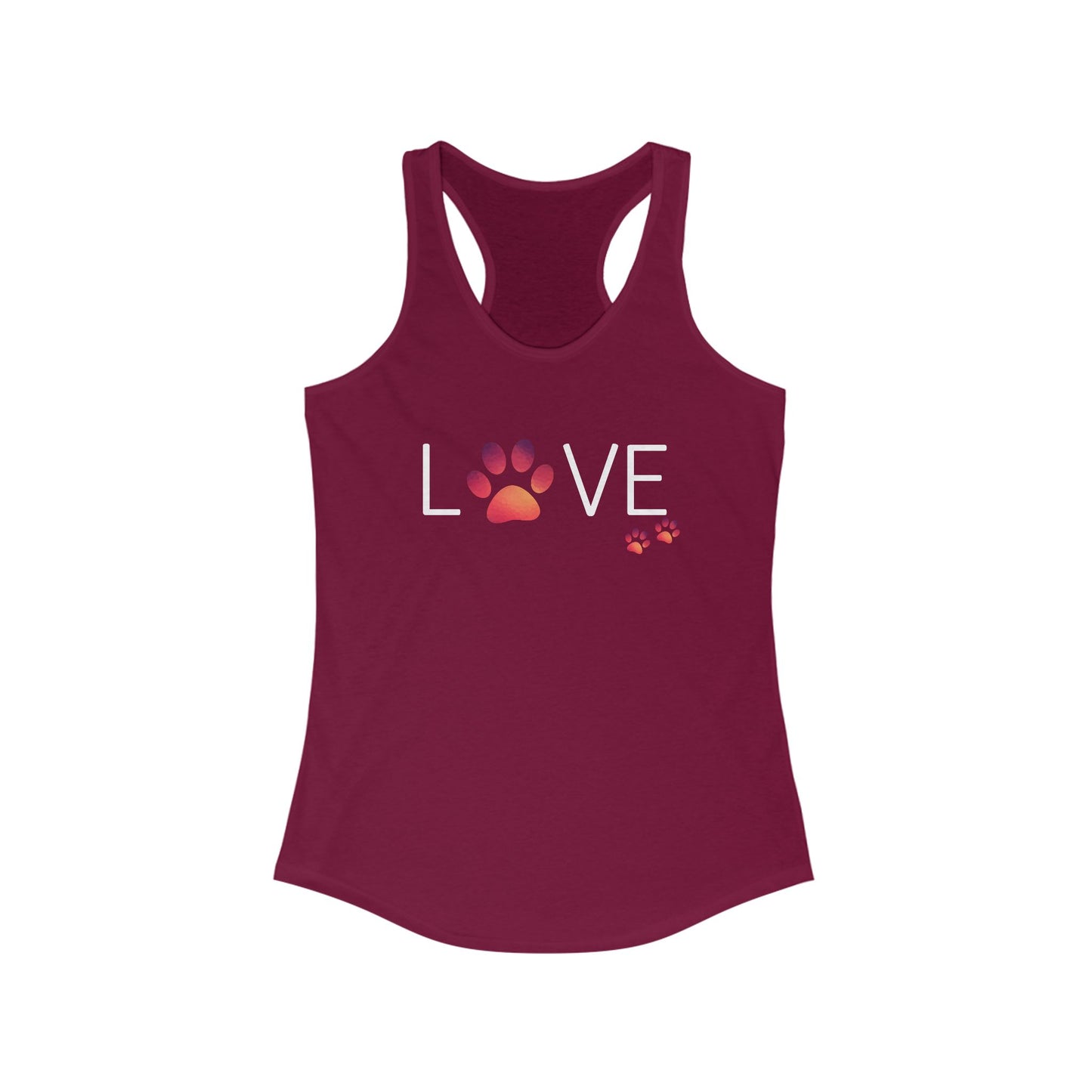 'Love' Paw Print Women's Ideal Racerback Tank - Perfect for Animal Lovers