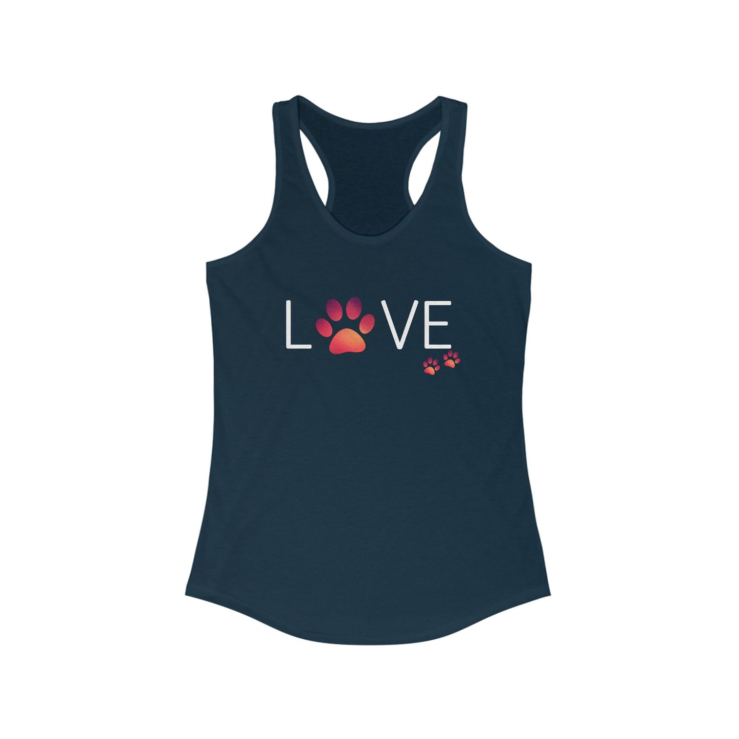 'Love' Paw Print Women's Ideal Racerback Tank - Perfect for Animal Lovers