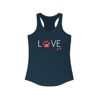 'Love' Paw Print Women's Ideal Racerback Tank - Perfect for Animal Lovers