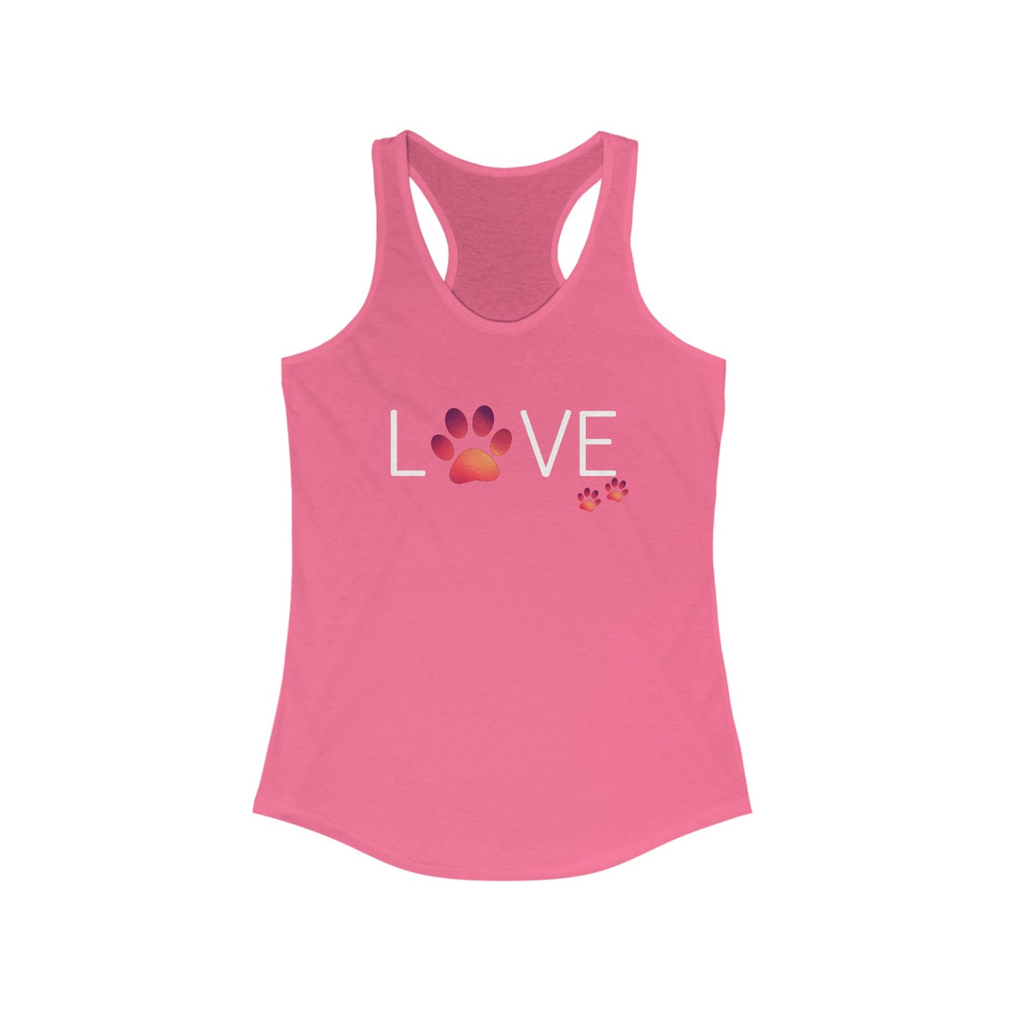 'Love' Paw Print Women's Ideal Racerback Tank - Perfect for Animal Lovers
