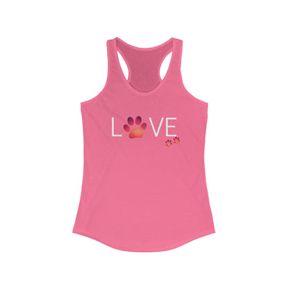 'Love' Paw Print Women's Ideal Racerback Tank - Perfect for Animal Lovers