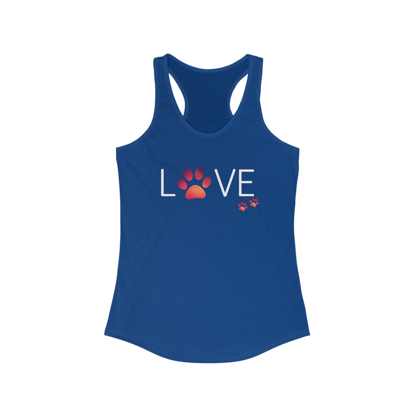 'Love' Paw Print Women's Ideal Racerback Tank - Perfect for Animal Lovers