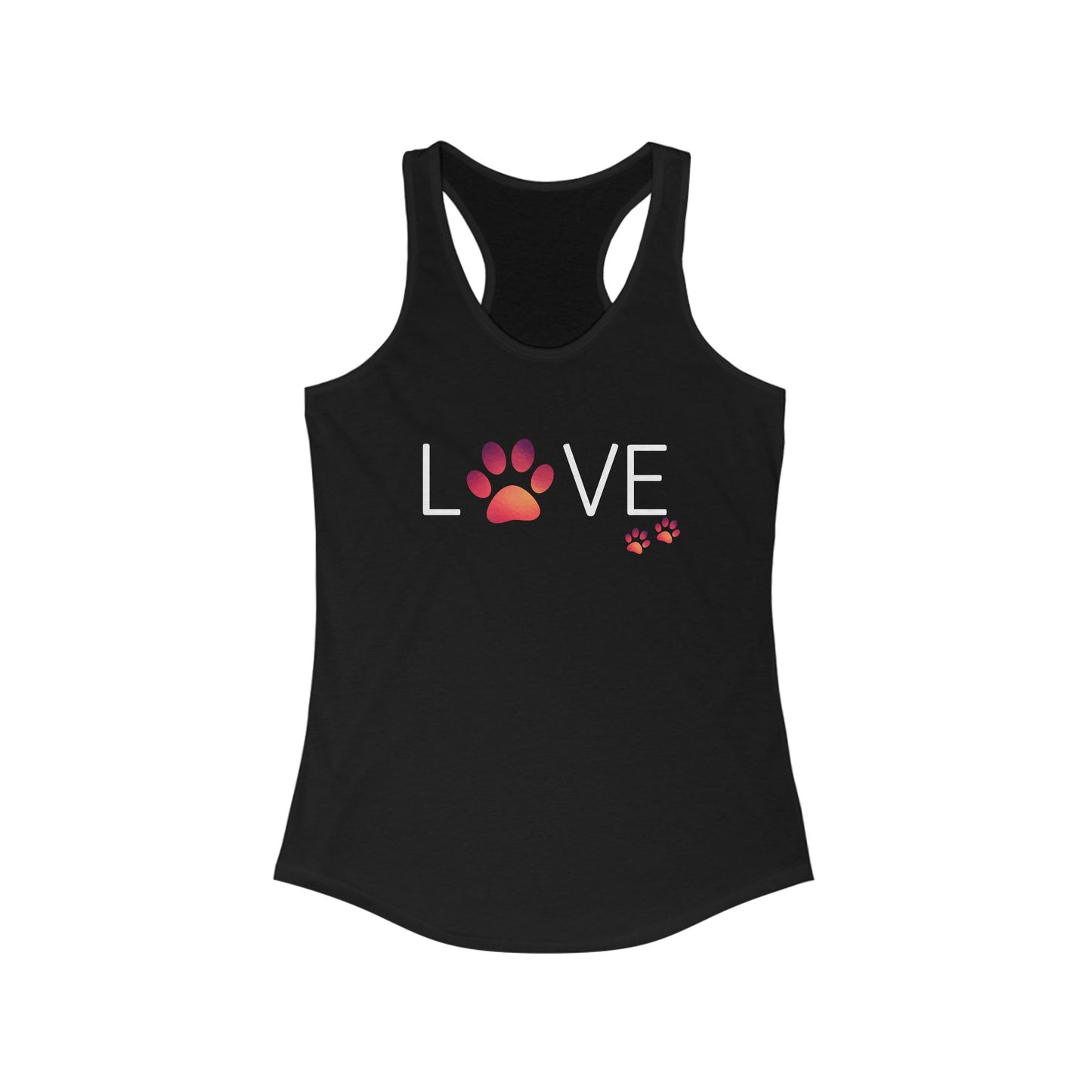 'Love' Paw Print Women's Ideal Racerback Tank - Perfect for Animal Lovers
