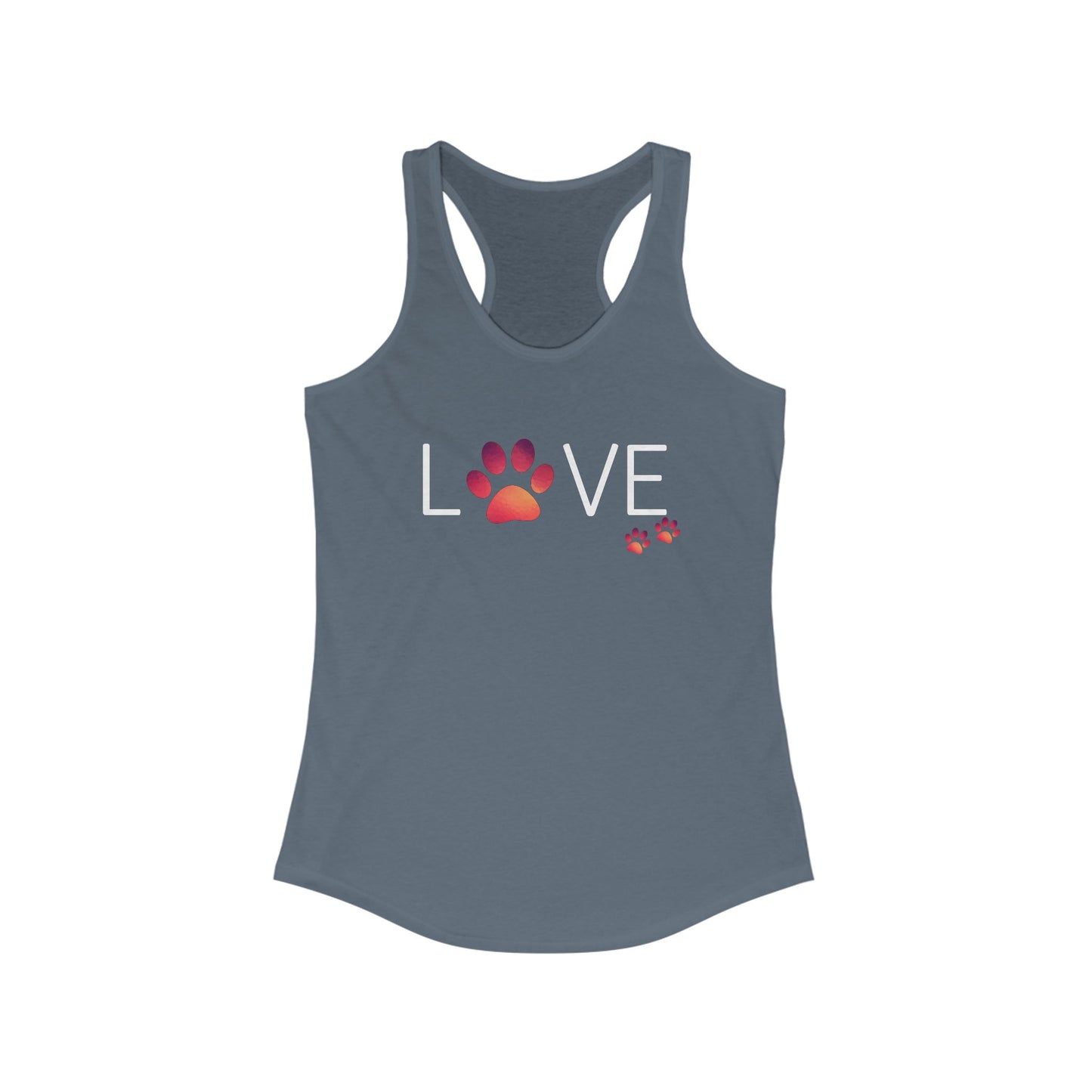 'Love' Paw Print Women's Ideal Racerback Tank - Perfect for Animal Lovers