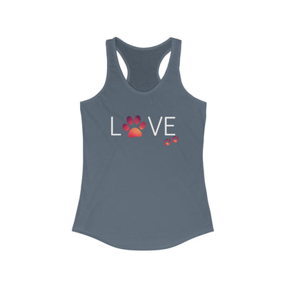 'Love' Paw Print Women's Ideal Racerback Tank - Perfect for Animal Lovers