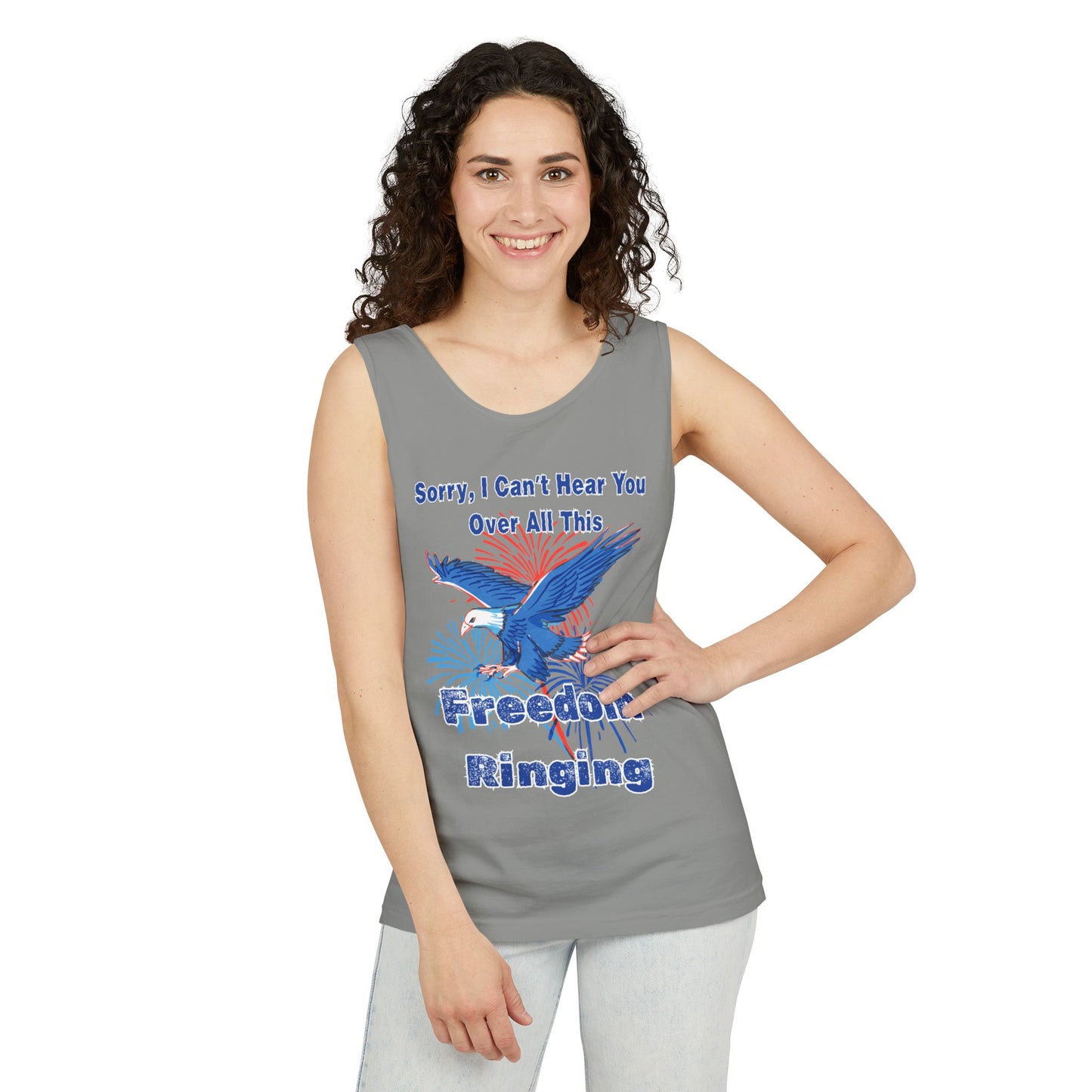 Patriotic Freedom Tank Top - Unisex Garment-Dyed Design for Summer Celebrations