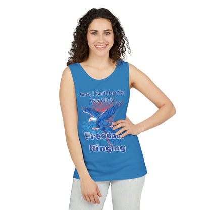 Patriotic Freedom Tank Top - Unisex Garment-Dyed Design for Summer Celebrations