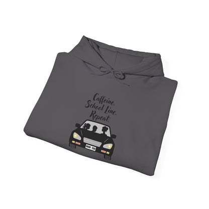 Caffeine, Car, Time Repeat Hoodie | Cozy Unisex Sweatshirt for Coffee Lovers