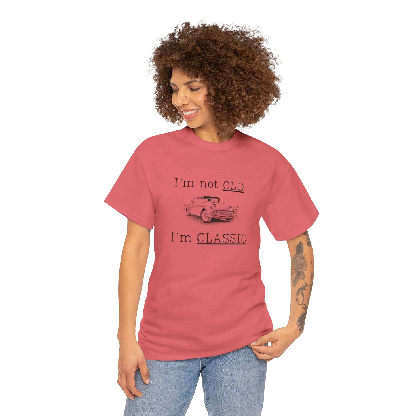 Vintage Car Classic Tee - "I'm Not OLD I'm CLASSIC" Unisex Heavy Cotton T-Shirt