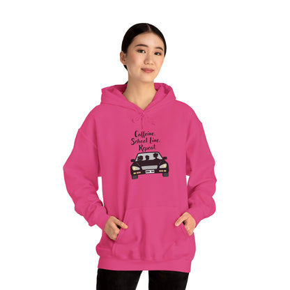 Caffeine, Car, Time Repeat Hoodie | Cozy Unisex Sweatshirt for Coffee Lovers