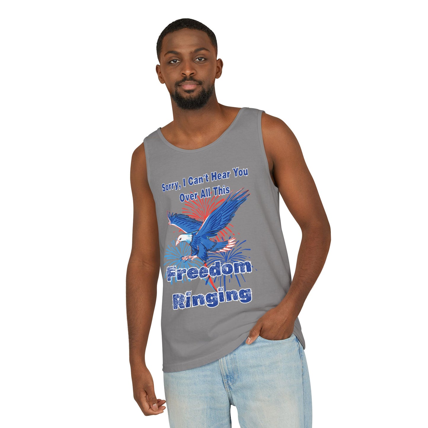 Patriotic Freedom Tank Top - Unisex Garment-Dyed Design for Summer Celebrations