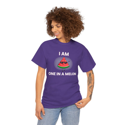 Funny Watermelon T-Shirt - I Am One in a Melon - Unisex Heavy Cotton Tee