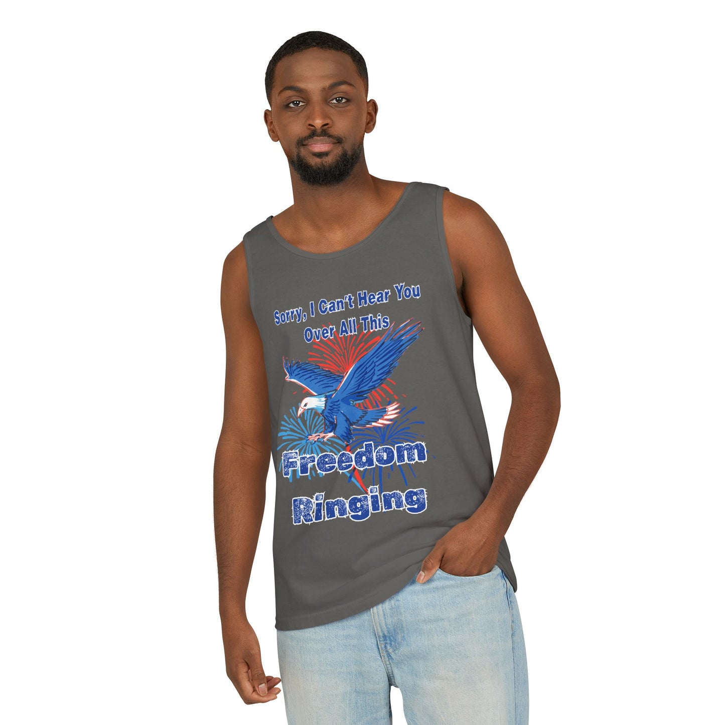 Patriotic Freedom Tank Top - Unisex Garment-Dyed Design for Summer Celebrations