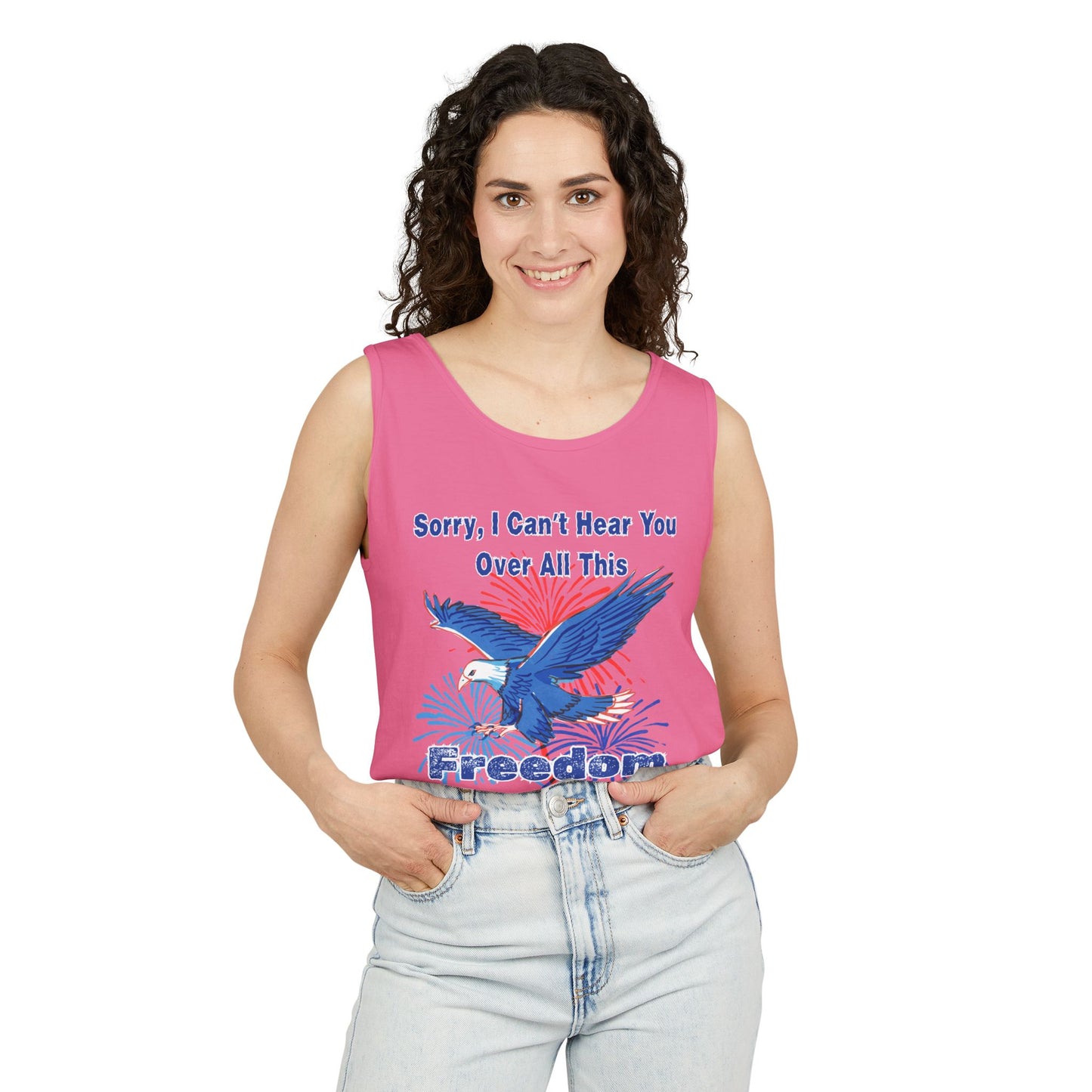 Patriotic Freedom Tank Top - Unisex Garment-Dyed Design for Summer Celebrations