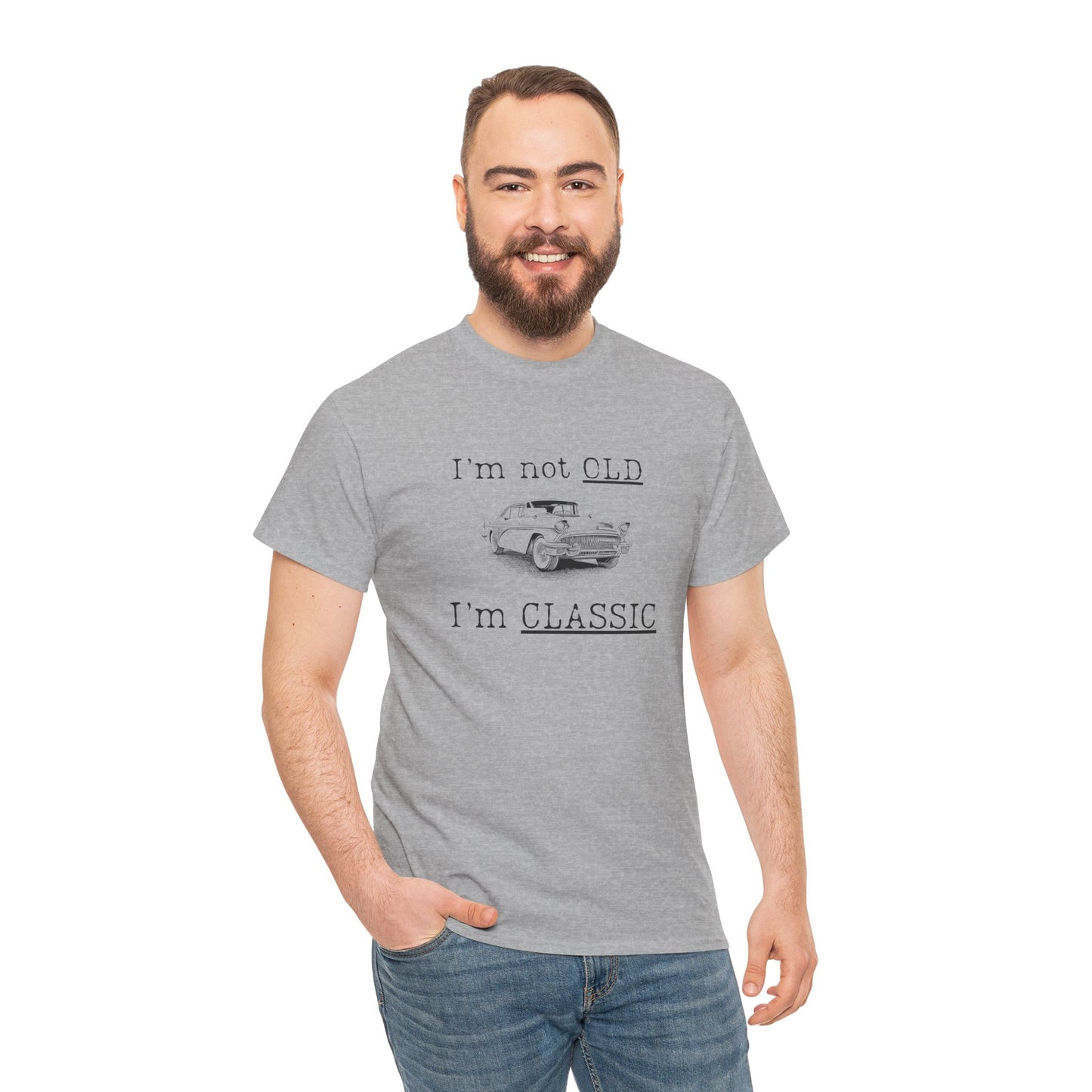 Vintage Car Classic Tee - "I'm Not OLD I'm CLASSIC" Unisex Heavy Cotton T-Shirt