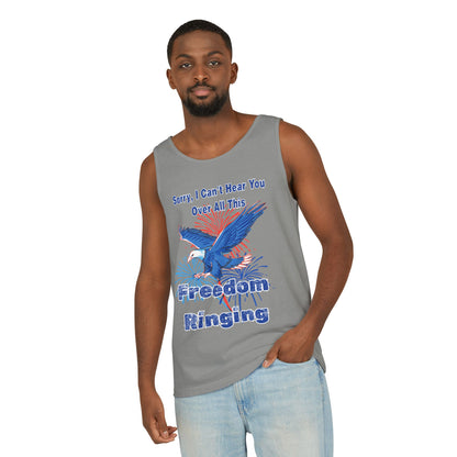 Patriotic Freedom Tank Top - Unisex Garment-Dyed Design for Summer Celebrations