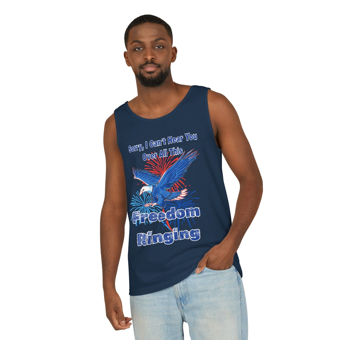 Patriotic Freedom Tank Top - Unisex Garment-Dyed Design for Summer Celebrations