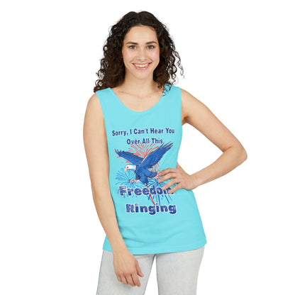 Patriotic Freedom Tank Top - Unisex Garment-Dyed Design for Summer Celebrations