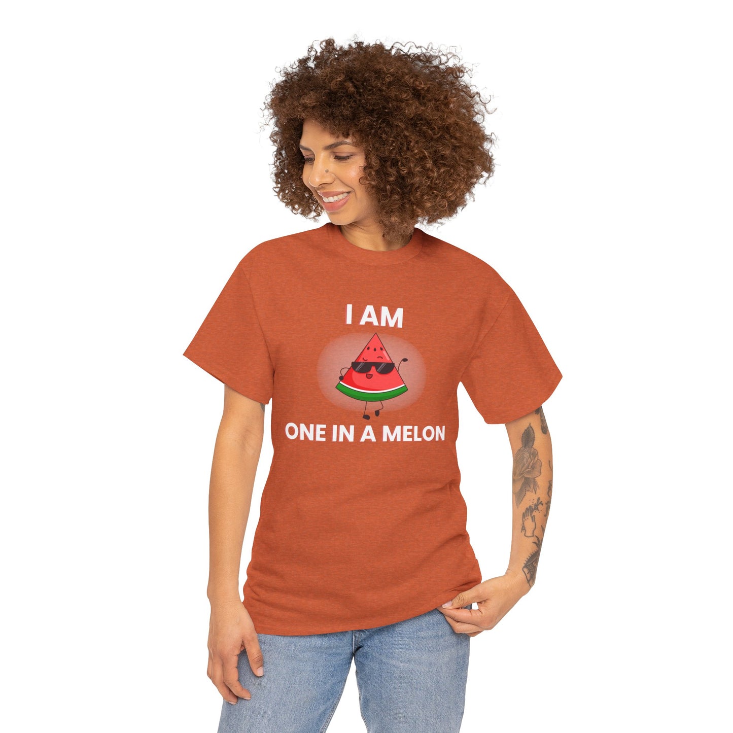 Funny Watermelon T-Shirt - I Am One in a Melon - Unisex Heavy Cotton Tee