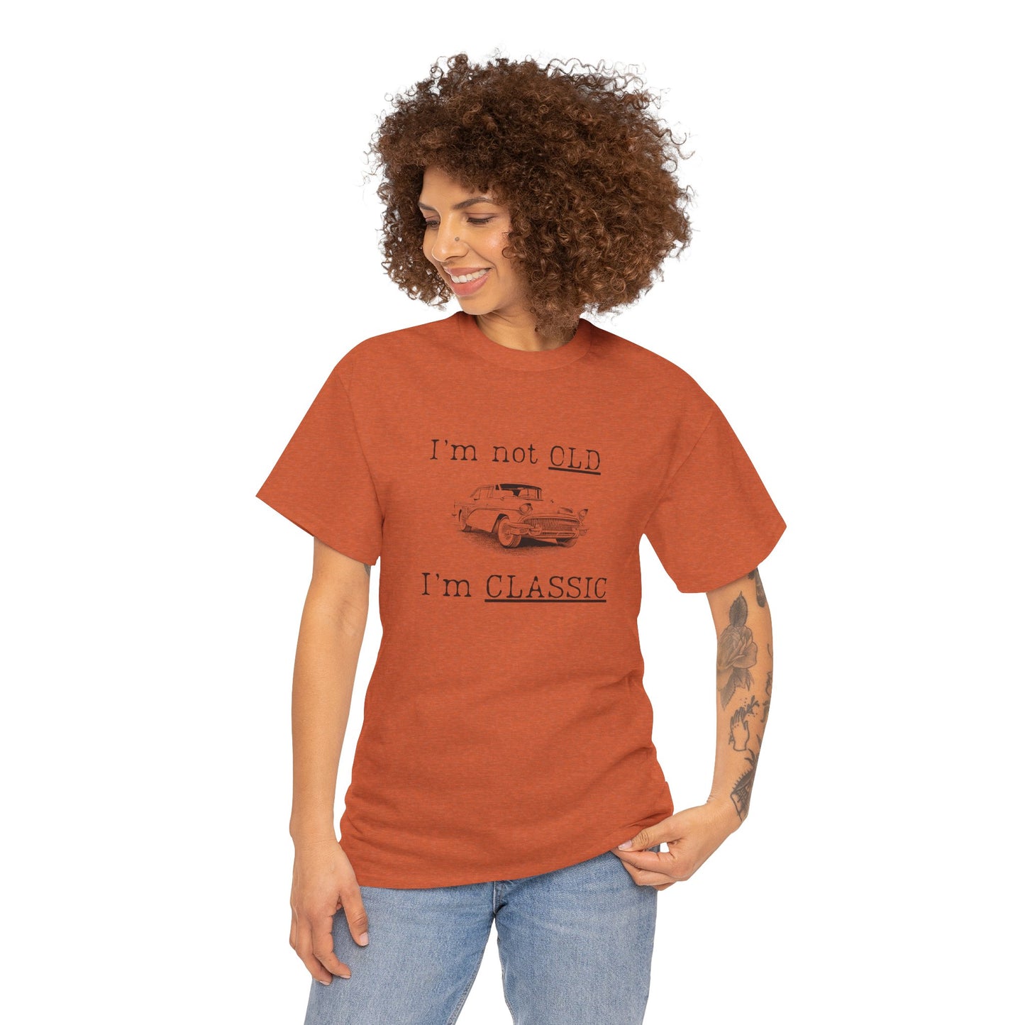 Vintage Car Classic Tee - "I'm Not OLD I'm CLASSIC" Unisex Heavy Cotton T-Shirt