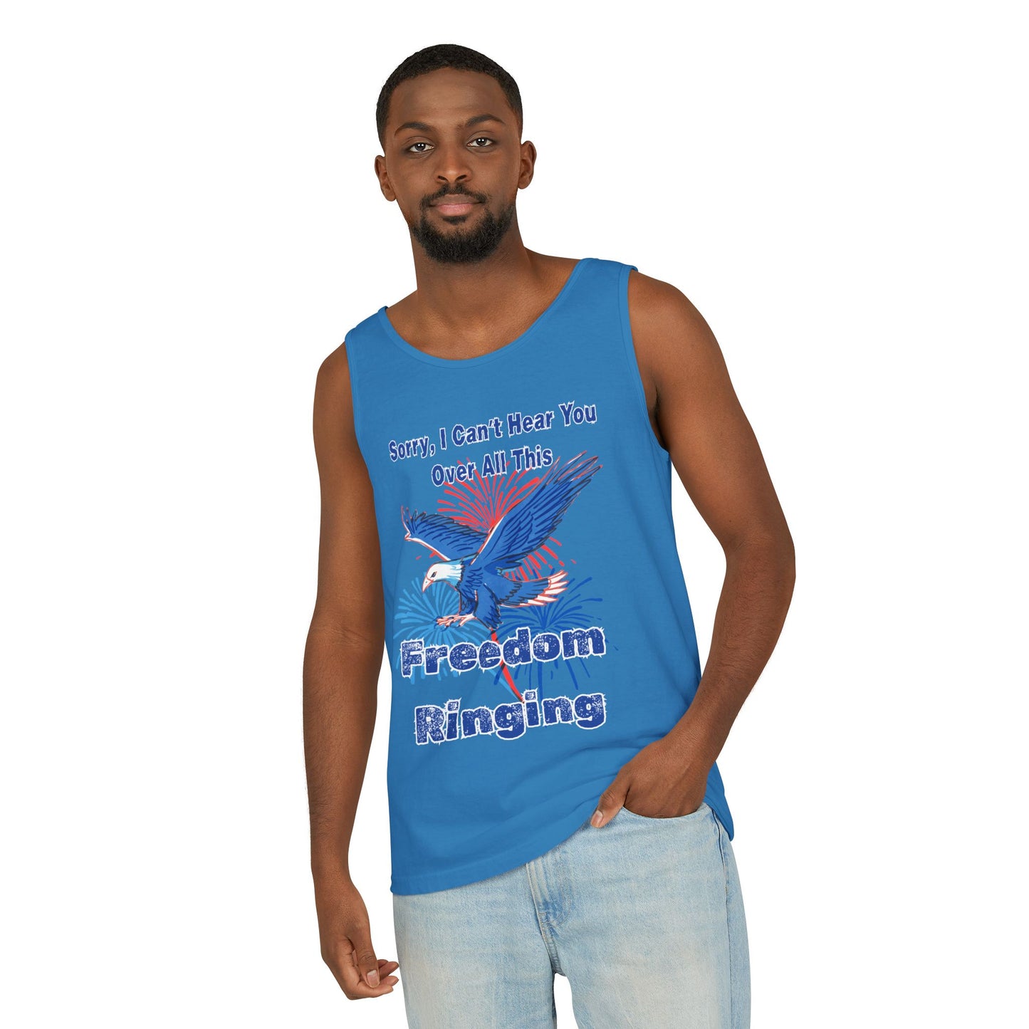 Patriotic Freedom Tank Top - Unisex Garment-Dyed Design for Summer Celebrations