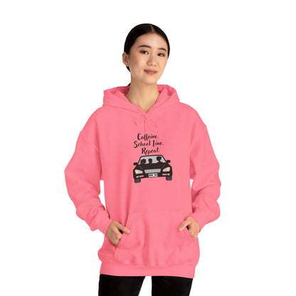 Caffeine, Car, Time Repeat Hoodie | Cozy Unisex Sweatshirt for Coffee Lovers