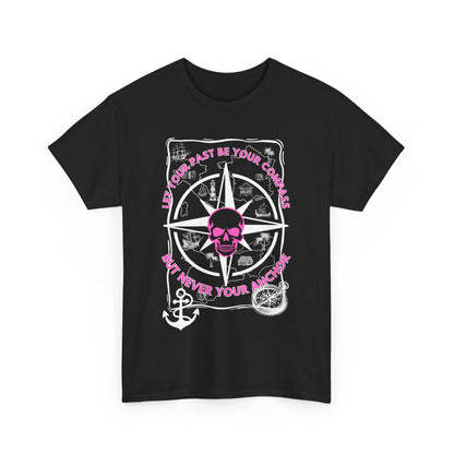 Graphic Tee - Edgy Skull Pink 'Don't Let Your Past Be Your Anchor'