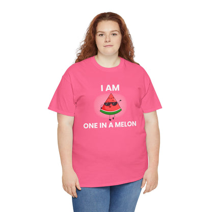 Funny Watermelon T-Shirt - I Am One in a Melon - Unisex Heavy Cotton Tee
