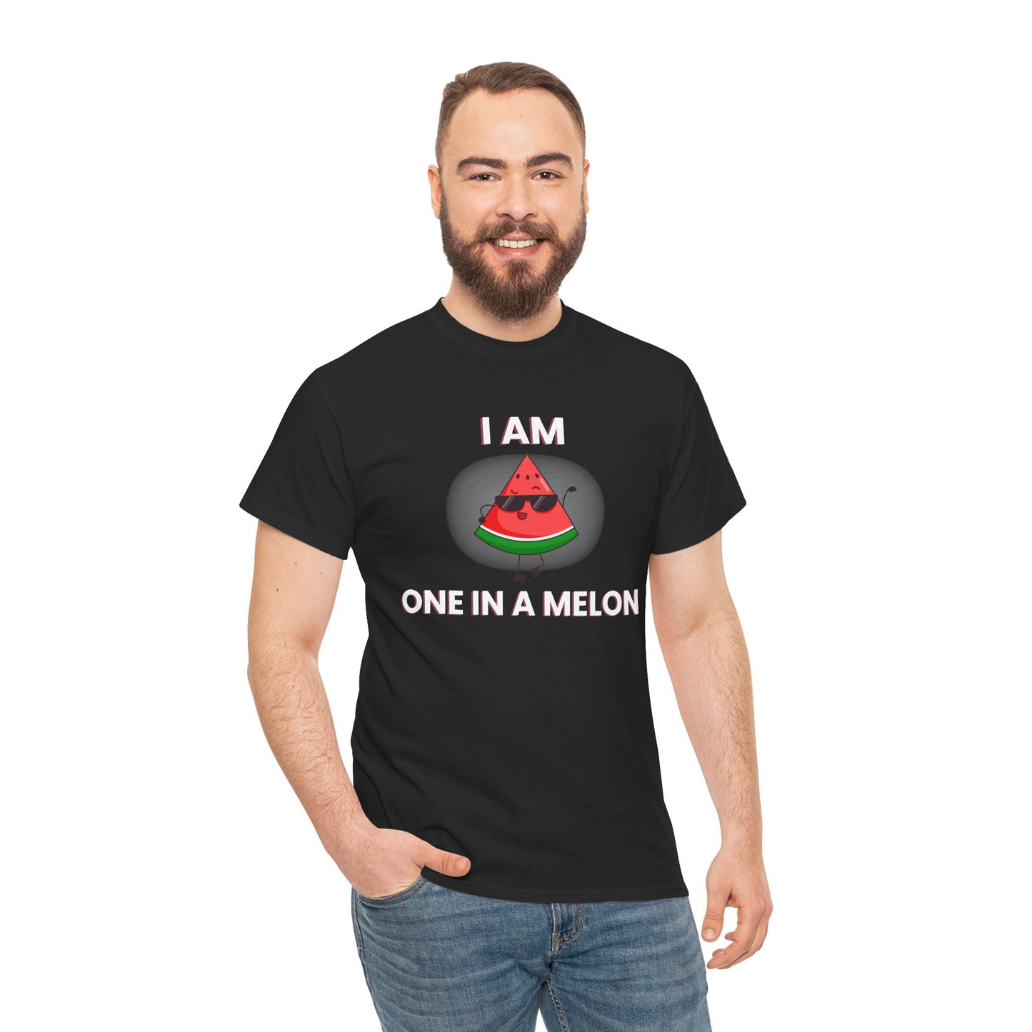 Funny Watermelon T-Shirt - I Am One in a Melon - Unisex Heavy Cotton Tee