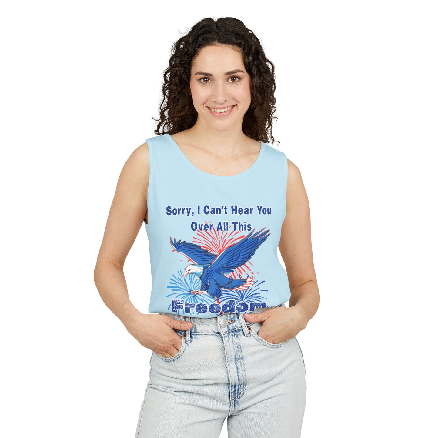 Patriotic Freedom Tank Top - Unisex Garment-Dyed Design for Summer Celebrations